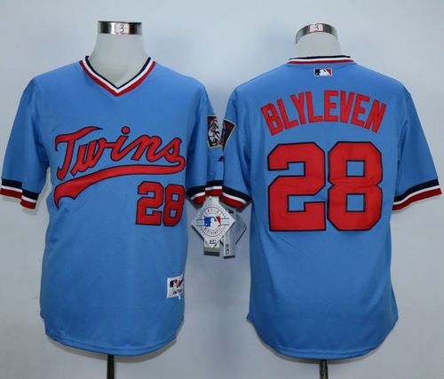 Twins #28 Bert Blyleven Light Blue 1984 Turn Back The Clock Stitched MLB Jersey - Click Image to Close